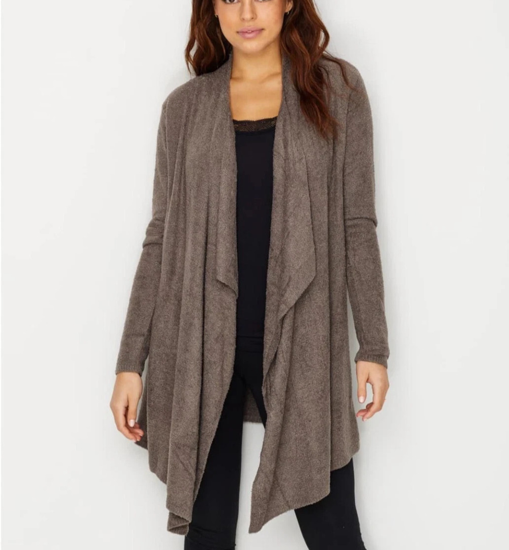 BAREFOOT DREAMS Sweater Bamboo Chic Lite L/XL Open Front Long Cardigan A010547